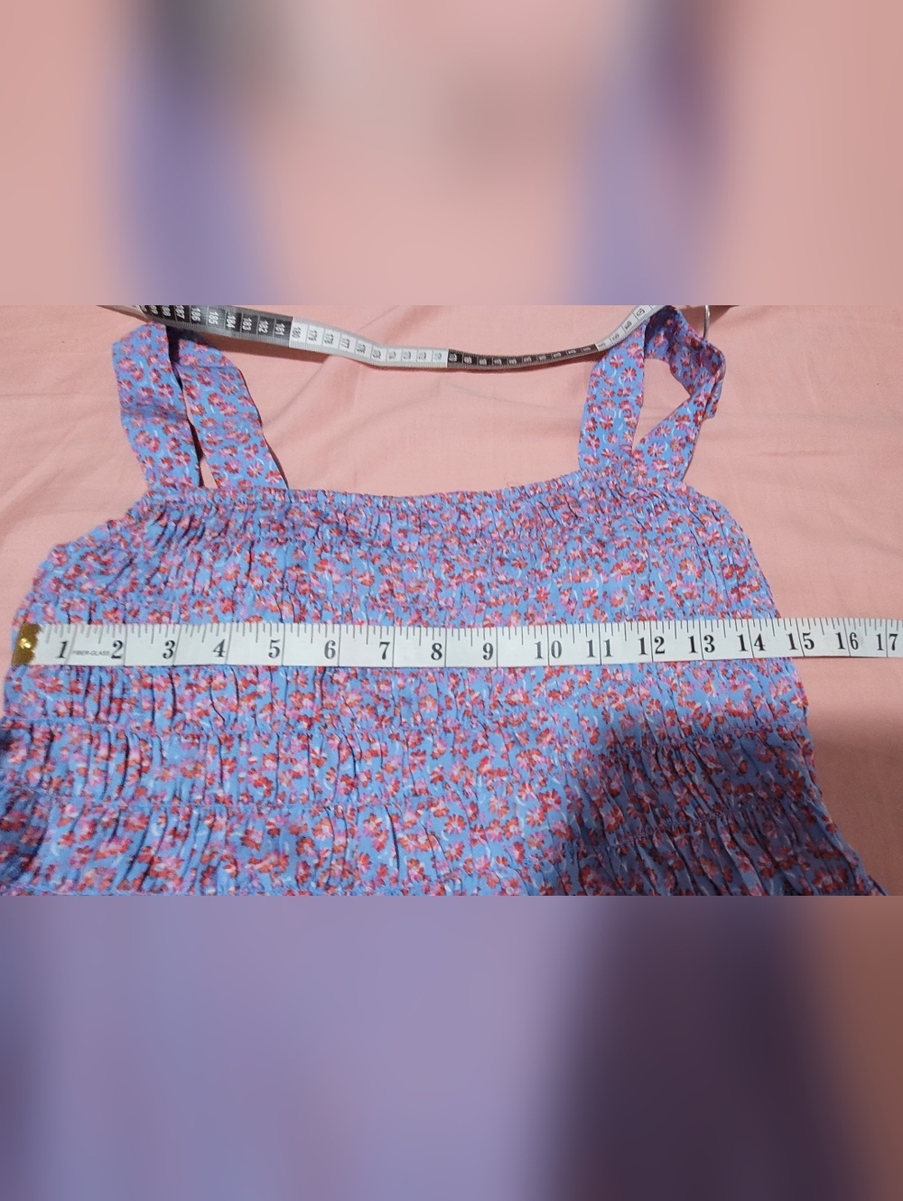 J.Crew Blue Floral Smocked Sundress with Pink Accents